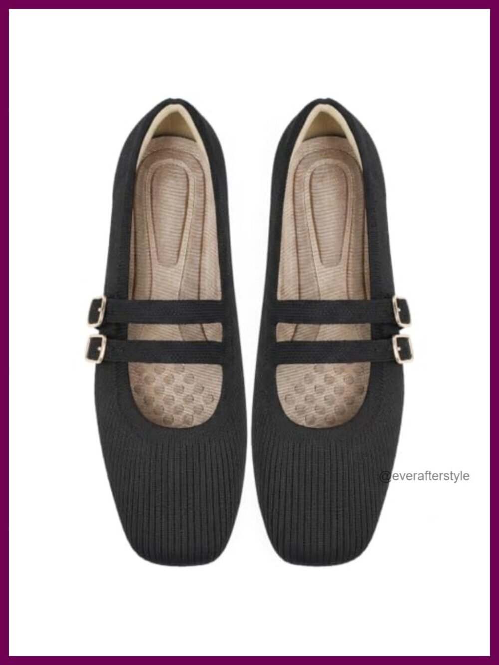Women's Mary Jane Flats Square Toe Knit Ballet Comfortable Dressy Casual